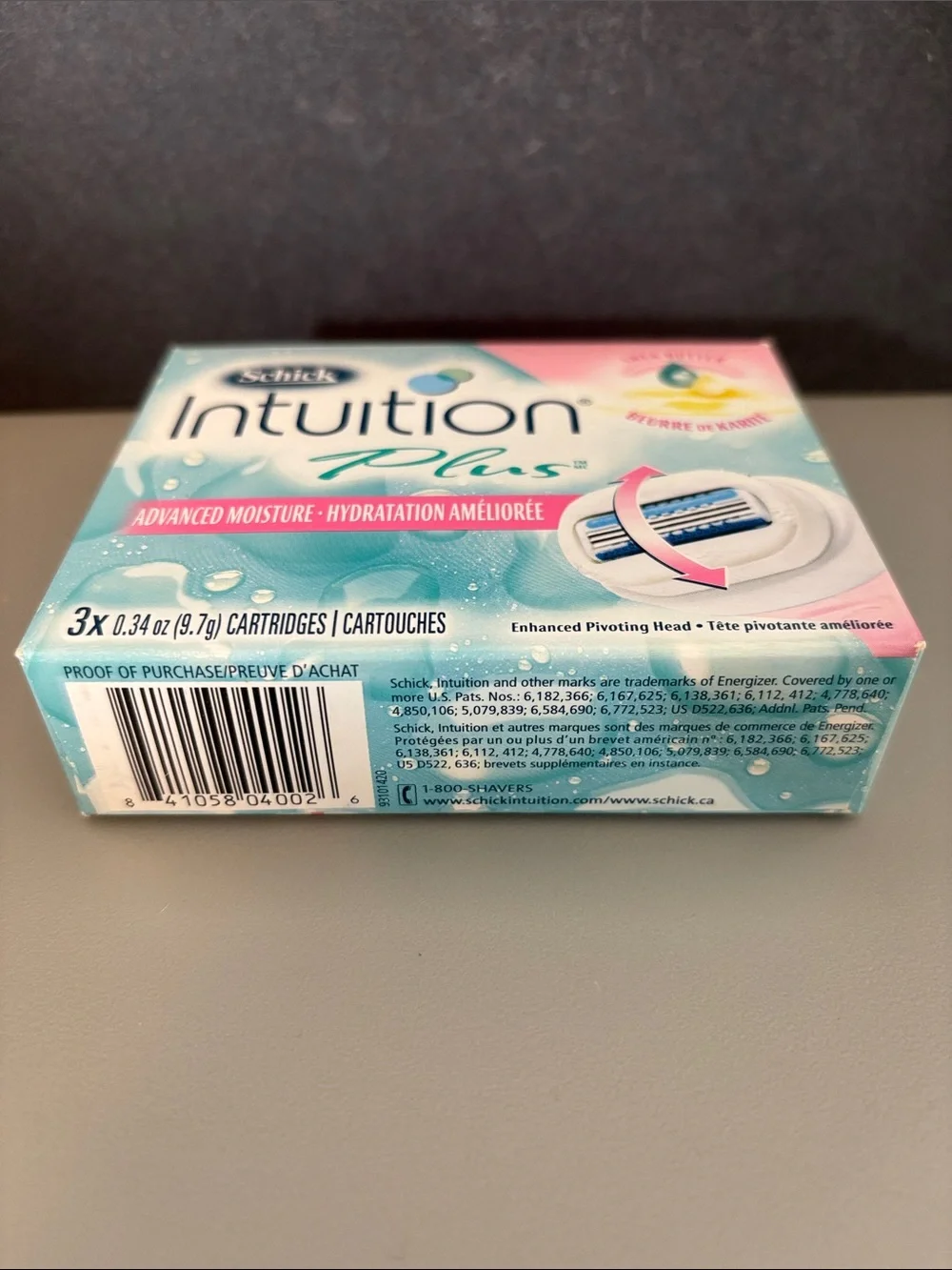 Schick Intuition Plus Advanced Moisture Shea Butter Razor Refill Cartridges 3/pk